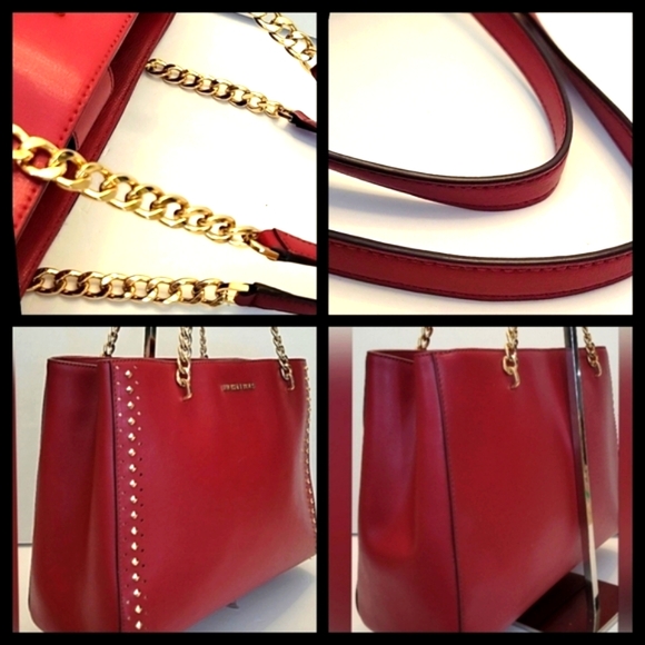 MICHAEL KORS Adele Burgundy Studded Lrg Shld Bag w/ Gld Chain & Lea Strap | EUC - Picture 16 of 16